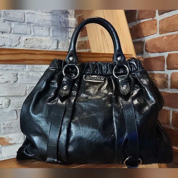 Miu Miu Black Nappa Lux Gathered Tote - Picture 1 of 14